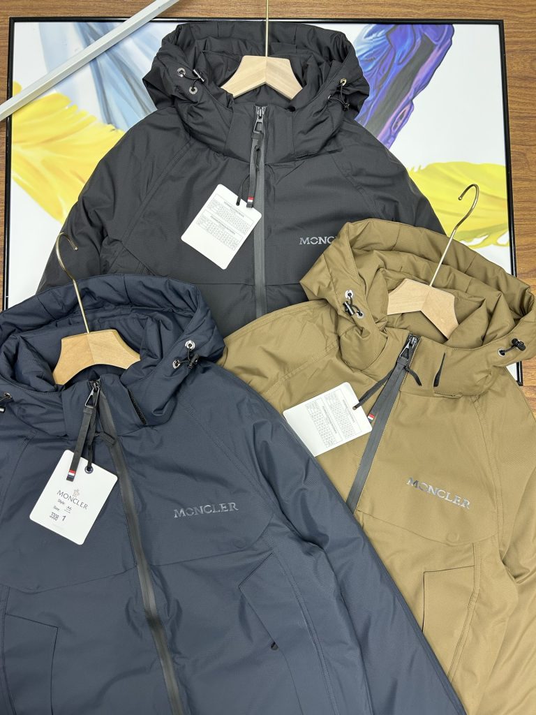 MONCLER ダウンジャケット パーカー フード付き 防寒対応 カジュアル ブラック ネイビー カーキ マルチカラー - 画像 3