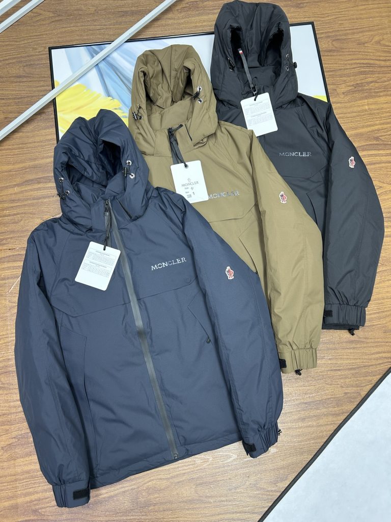 MONCLER ダウンジャケット パーカー フード付き 防寒対応 カジュアル ブラック ネイビー カーキ マルチカラー - 画像 5