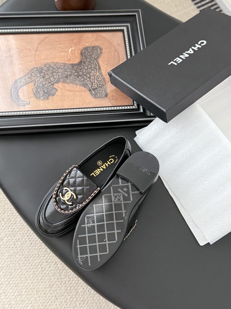 CHANEL シャネル ローファー 本革 フラットシューズ ブラック - 画像 5