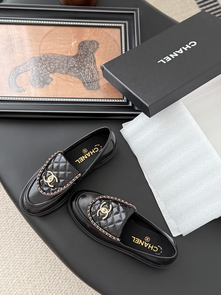 CHANEL シャネル ローファー 本革 フラットシューズ ブラック - 画像 6