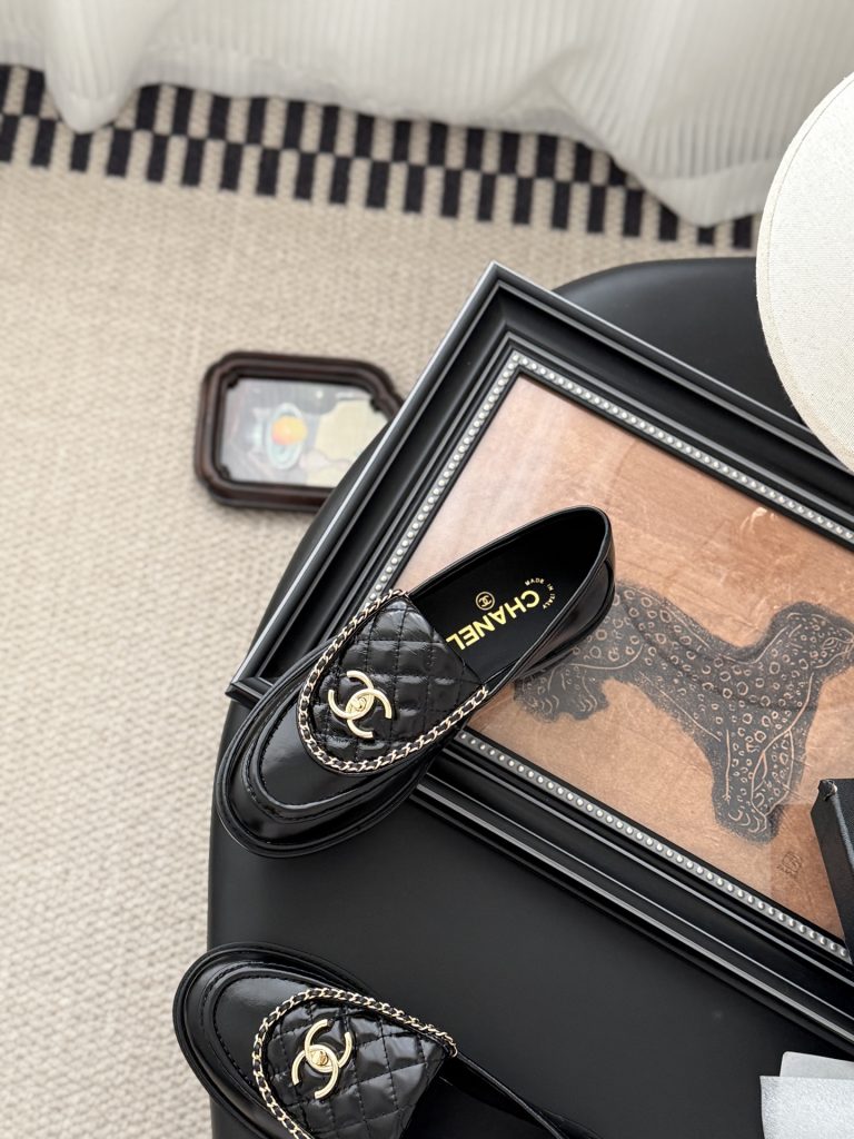 CHANEL シャネル ローファー 本革 フラットシューズ ブラック - 画像 8