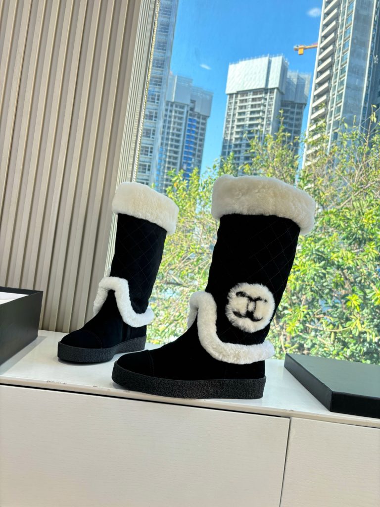 CHANEL シャネル ブーツ レディース メンズ 兼用 保温 軽量 通勤 通学 ブラック - 画像 2