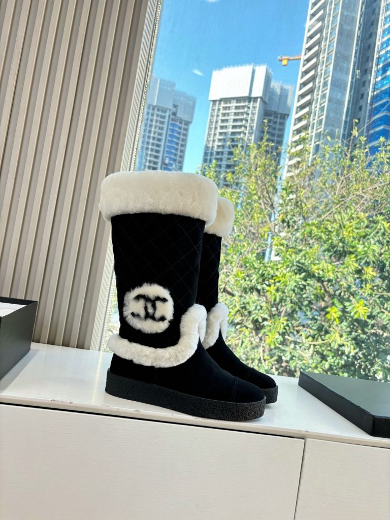 CHANEL シャネル ブーツ レディース メンズ 兼用 保温 軽量 通勤 通学 ブラック - 画像 3