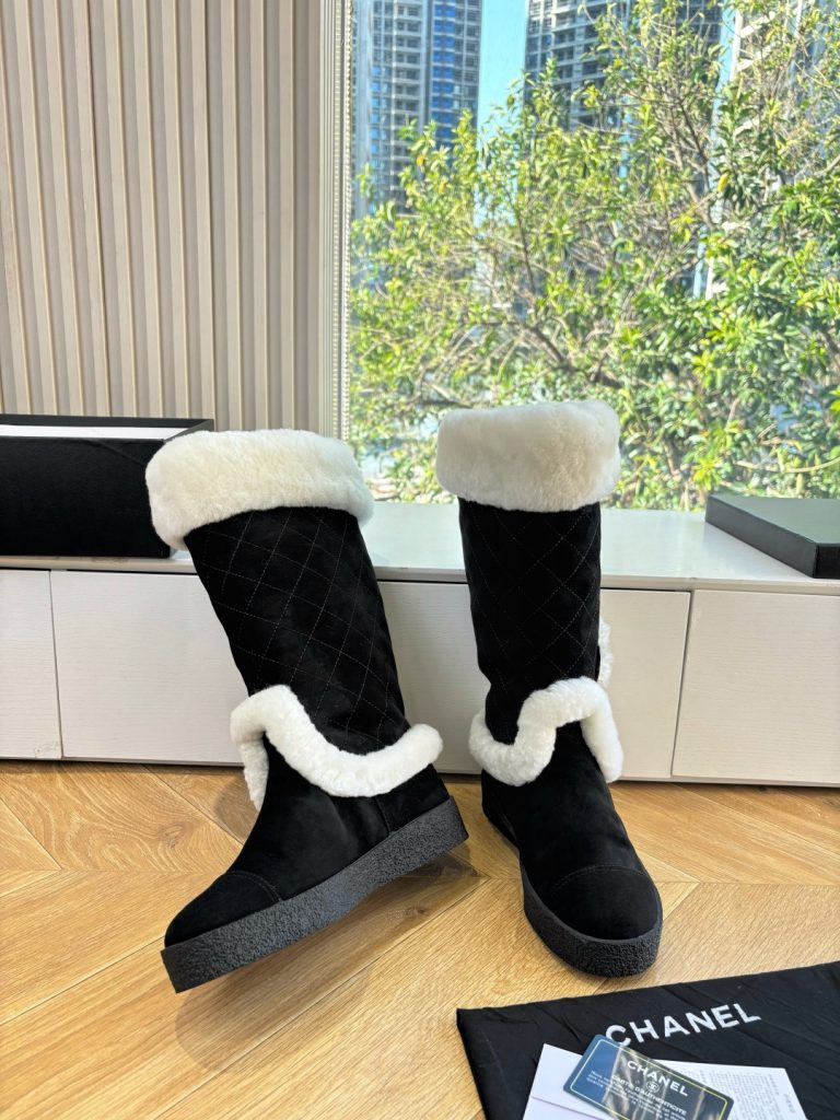 CHANEL シャネル ブーツ レディース メンズ 兼用 保温 軽量 通勤 通学 ブラック - 画像 6