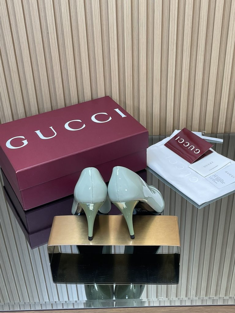 GUCCI グッチ パンプス レースアップ ブラック 10cmヒール 全1色 - 画像 5