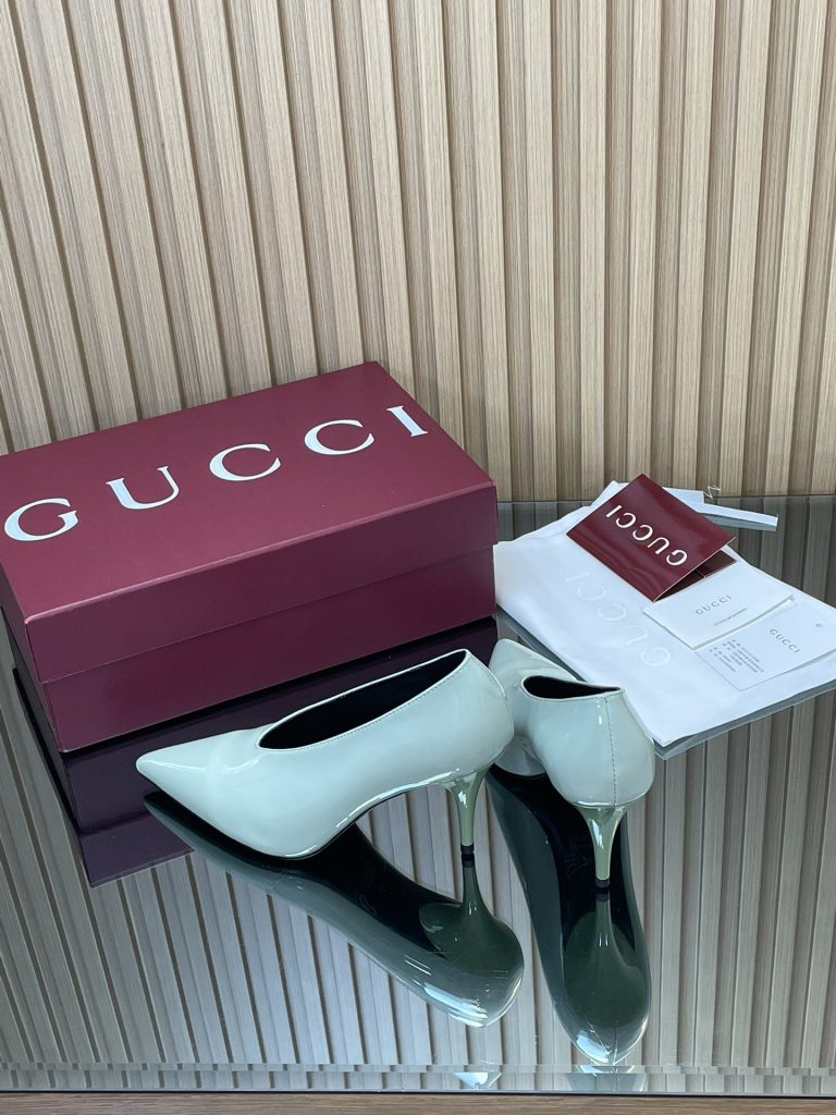 GUCCI グッチ パンプス レースアップ ブラック 10cmヒール 全1色 - 画像 6