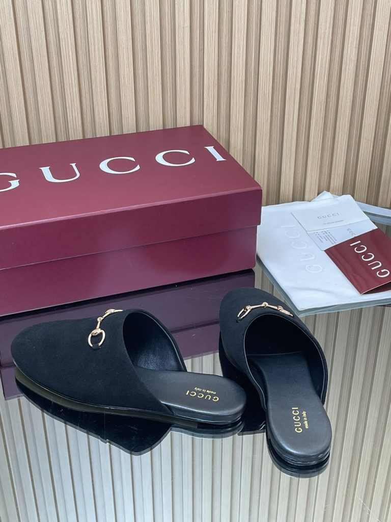 GUCCI グッチ フラットシューズ 本革 ブラック - 画像 6