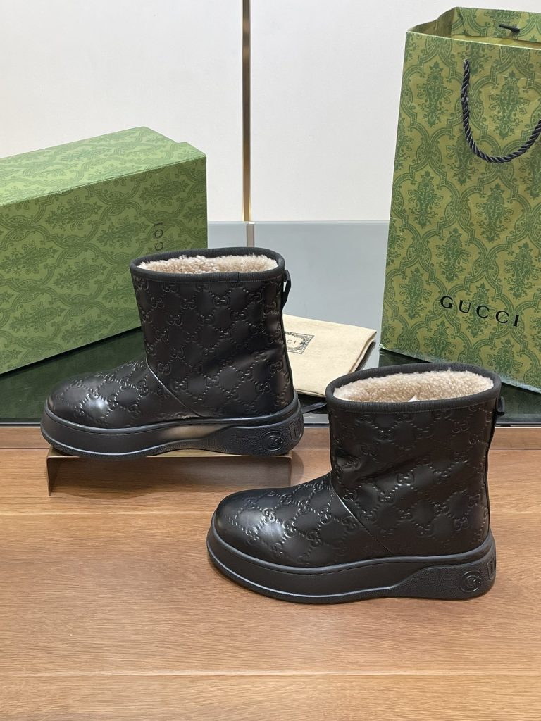 GUCCI グッチ ブーツ 本革 防水 ブラック - 画像 2