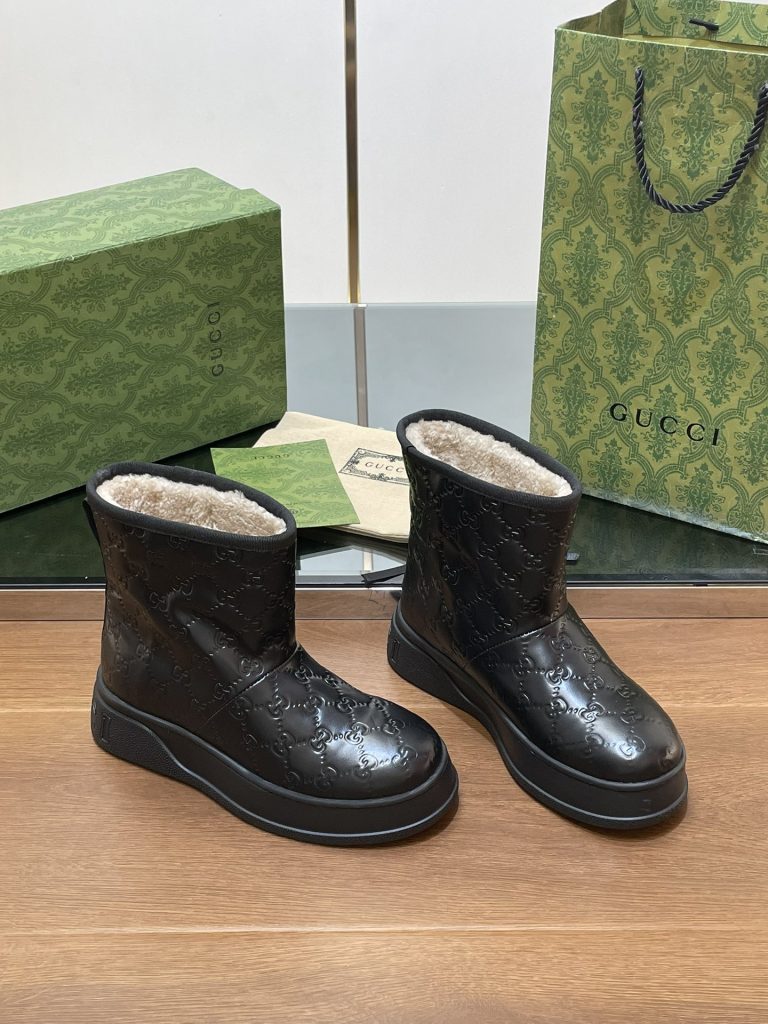 GUCCI グッチ ブーツ 本革 防水 ブラック - 画像 4