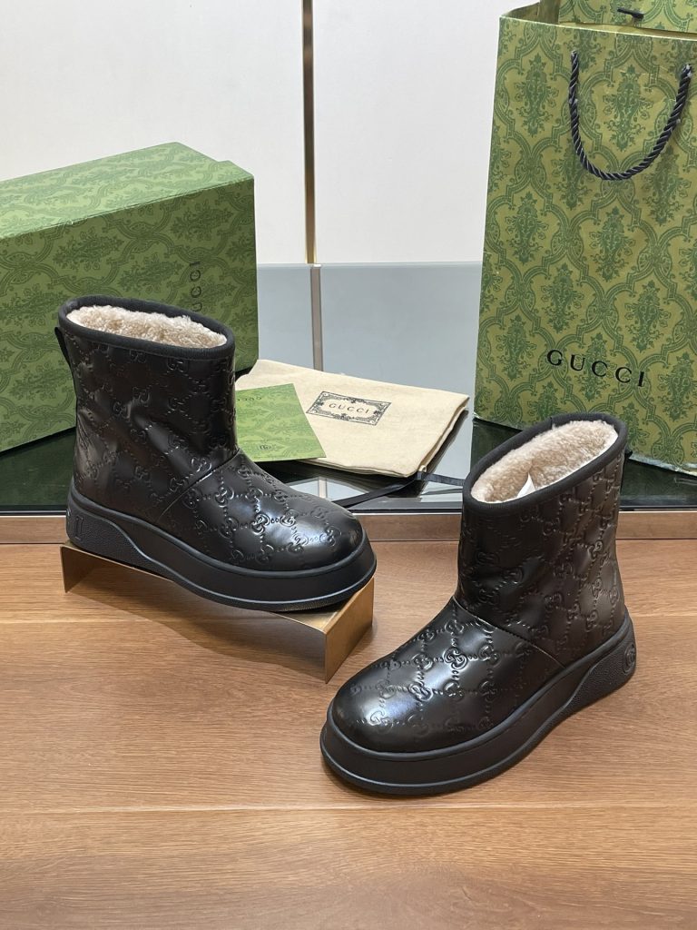 GUCCI グッチ ブーツ 本革 防水 ブラック - 画像 5