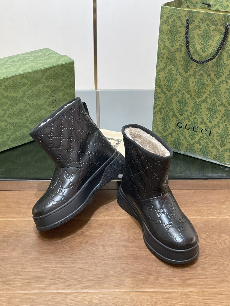 GUCCI グッチ ブーツ 本革 防水 ブラック - 画像 6