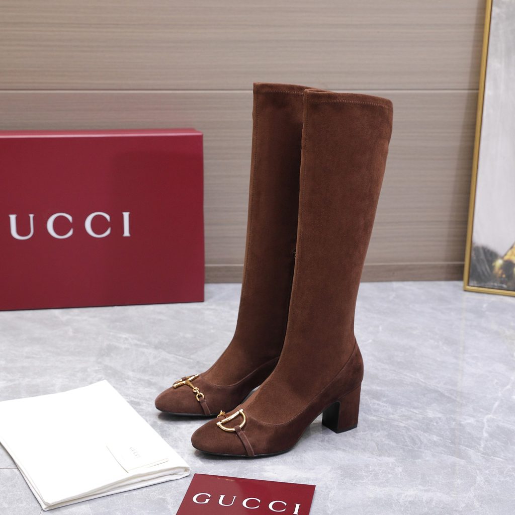 GUCCI グッチ レディース レースアップブーツ 本革 通勤 通学 ブラック - 画像 4