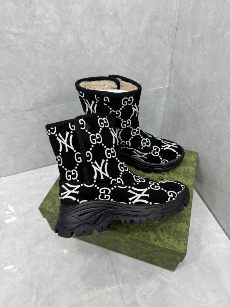 GUCCI グッチ ブーツ 本革 フラットシューズ ブラック - 画像 2