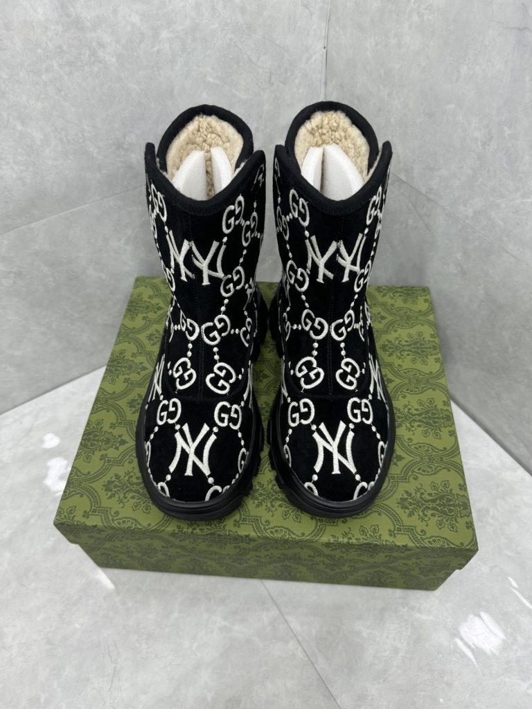GUCCI グッチ ブーツ 本革 フラットシューズ ブラック - 画像 3
