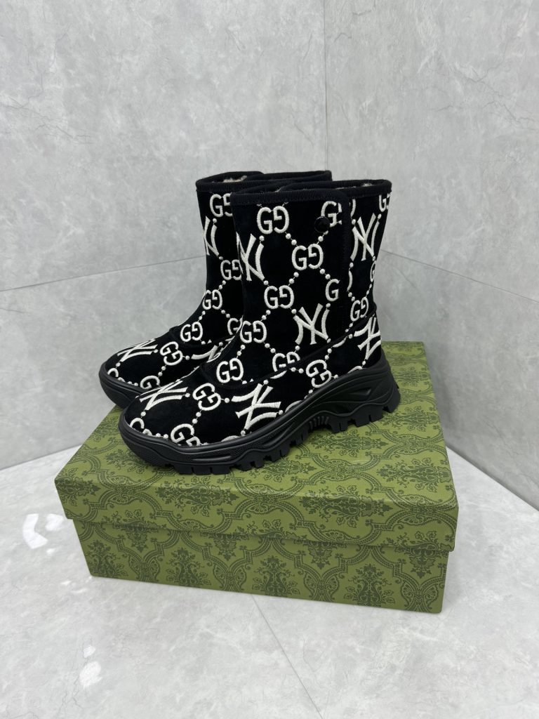 GUCCI グッチ ブーツ 本革 フラットシューズ ブラック - 画像 4