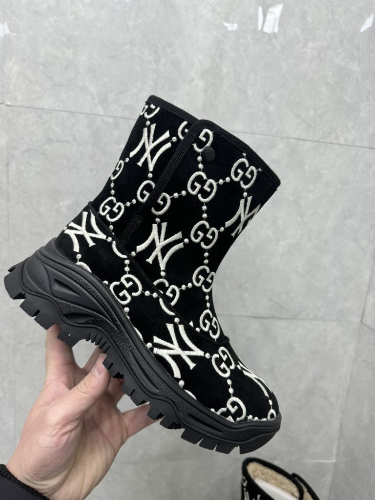 GUCCI グッチ ブーツ 本革 フラットシューズ ブラック - 画像 5