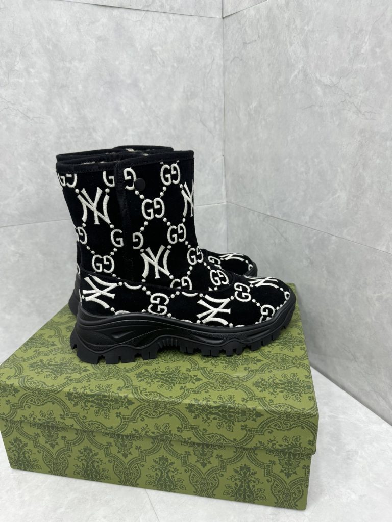 GUCCI グッチ ブーツ 本革 フラットシューズ ブラック - 画像 7