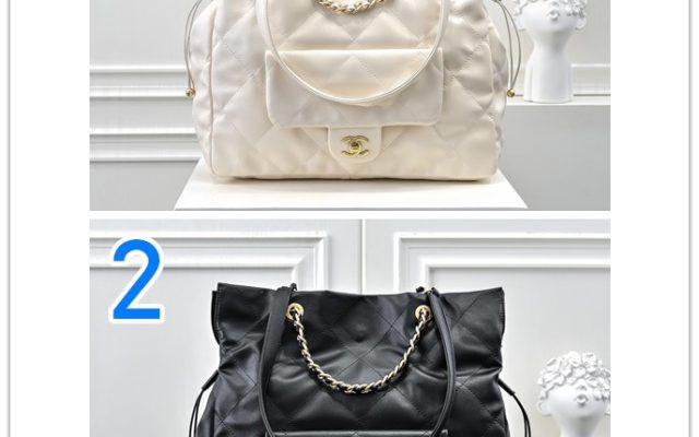 お洒落で収納もしっかり♪　CHANEL　シャネル　ショピングバッグ　ココマーク　トート　レディースバッグ　ブラック/ホワイト　肩掛けバッグ