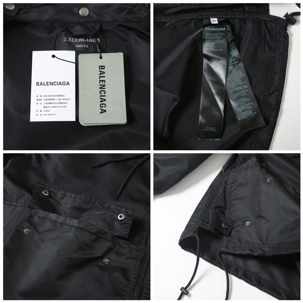 BALENCIAGA バレンシアガ フード付きジャケット 防水 軽量 ブラック - 画像 8