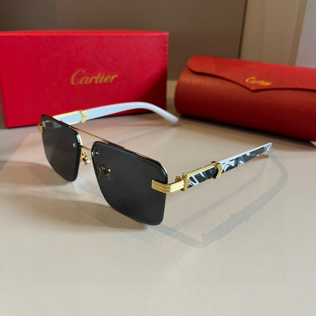 CARTIE カルティエ メンズサングラス フレームレス ゴールド ブラック レッドボックス付属 - 画像 4