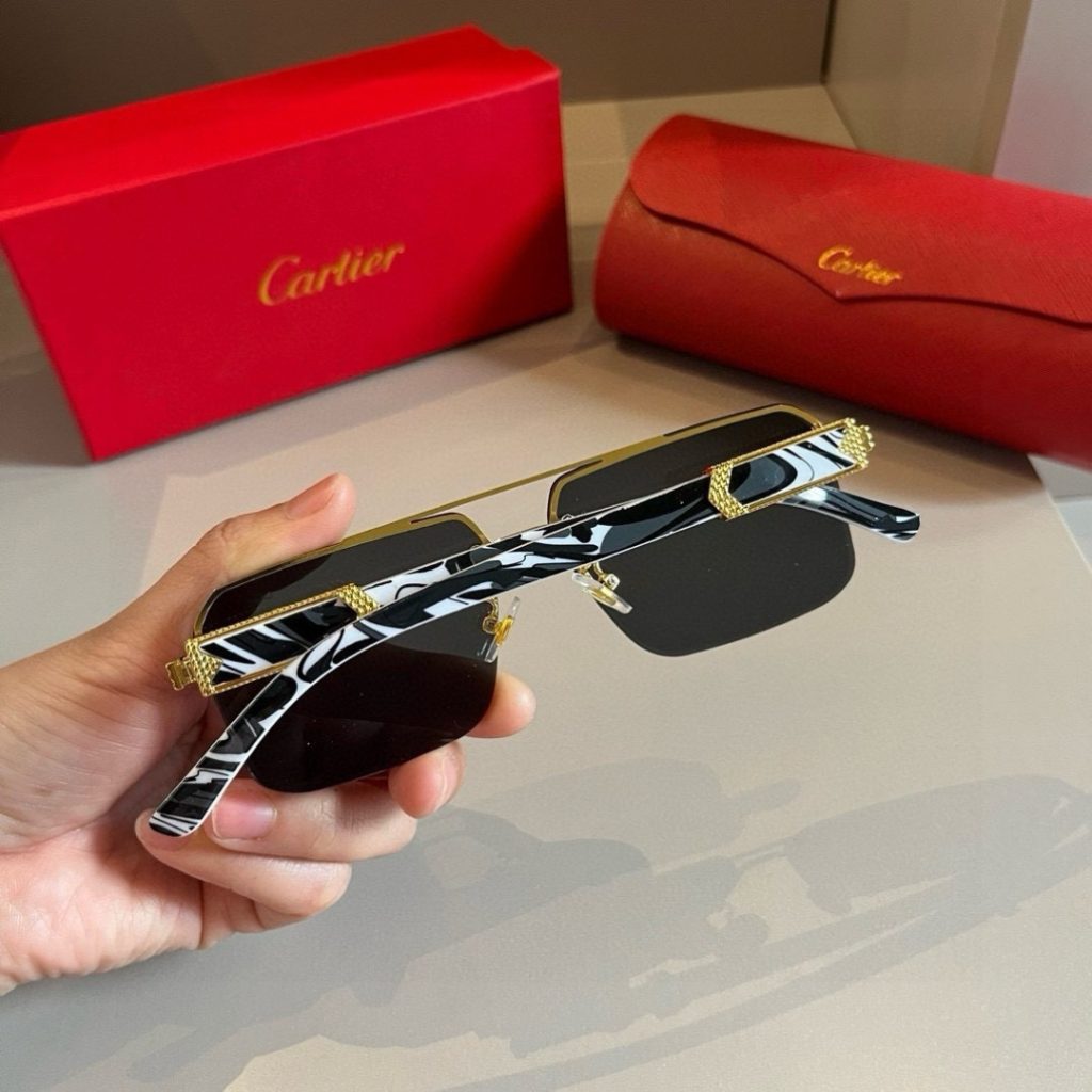 CARTIE カルティエ メンズサングラス フレームレス ゴールド ブラック レッドボックス付属 - 画像 7