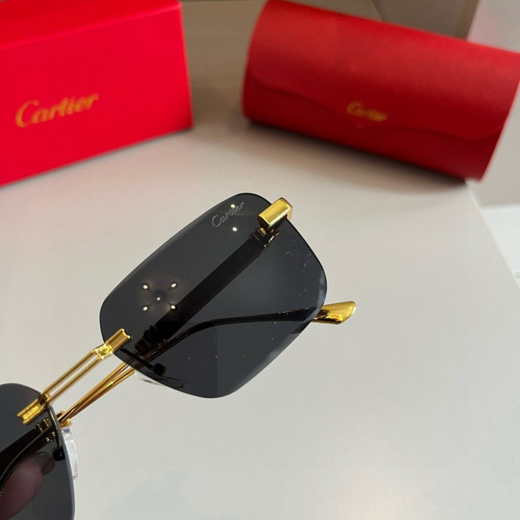 CARTIE カルティエ メンズサングラス 金色フレーム 木製テンプル ブラック リング付 通勤 カジュアル 60字 - 画像 8