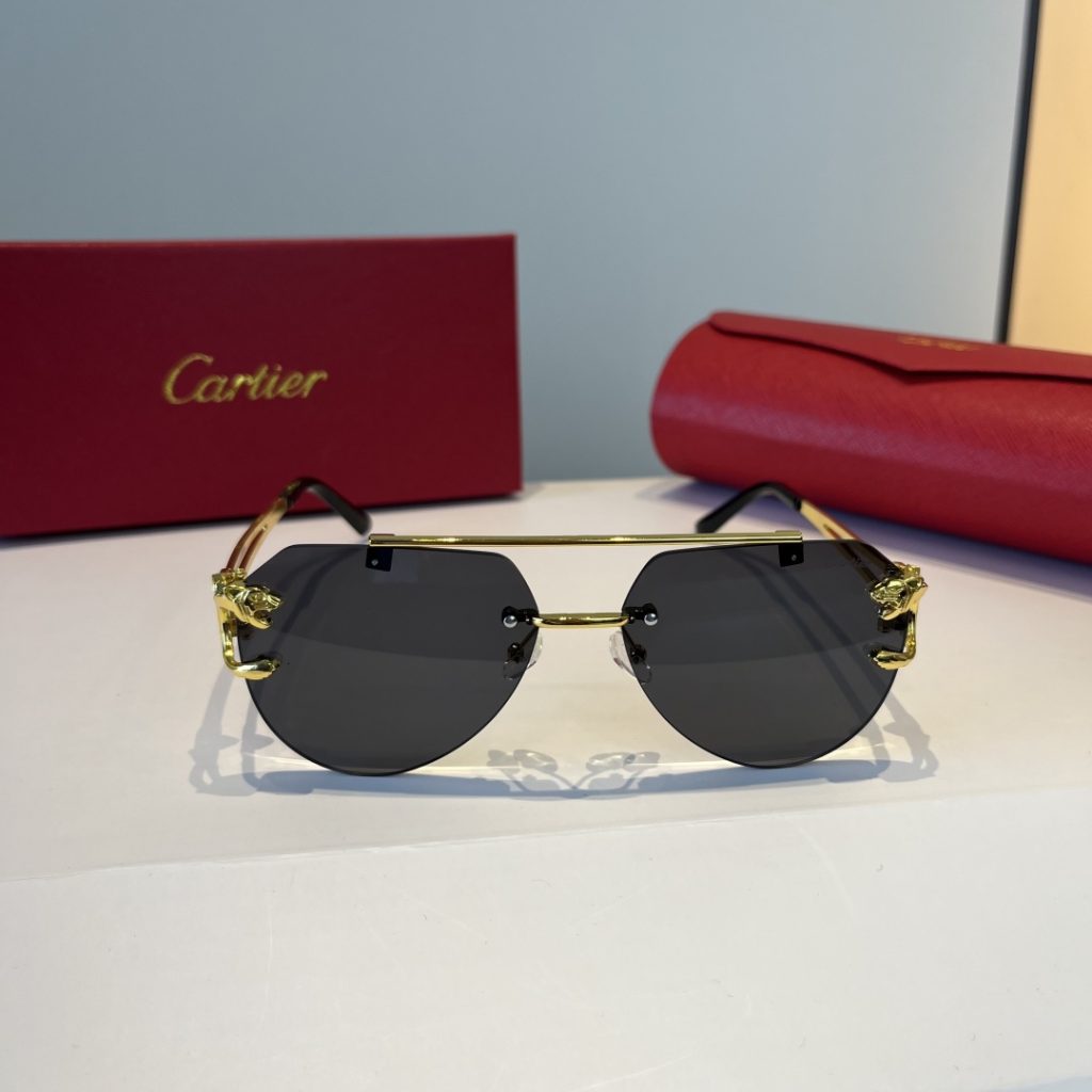CARTIE カルティエ サングラス フレームレス 金属 メンズ レディース ブラック ゴールド - 画像 2