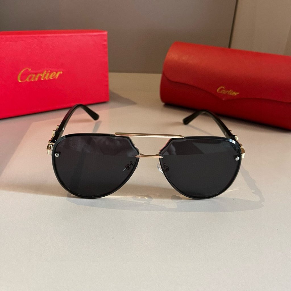 CARTIER カルティエ サングラス メタルフレーム ブラック 17502 60108-145 通勤 メンズ レディース ブラック - 画像 4