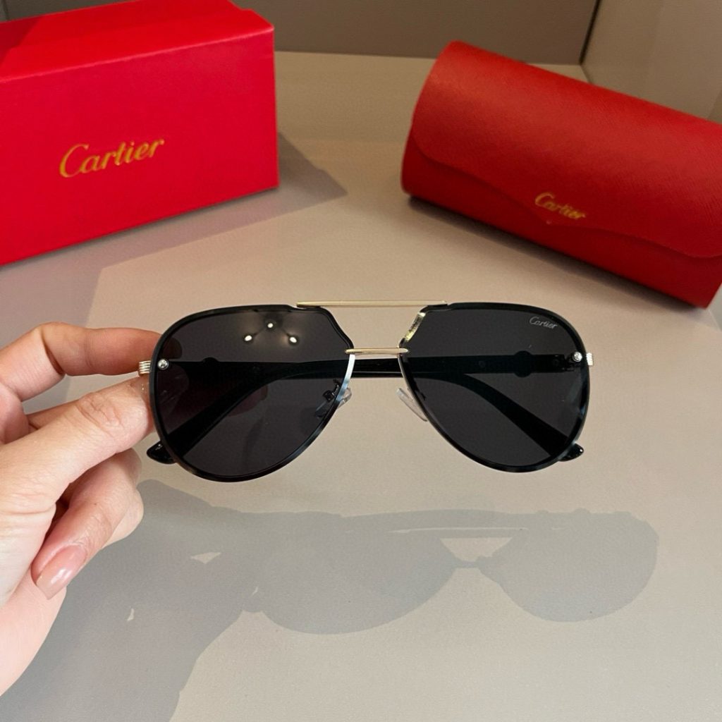 CARTIER カルティエ サングラス メタルフレーム ブラック 17502 60108-145 通勤 メンズ レディース ブラック - 画像 8