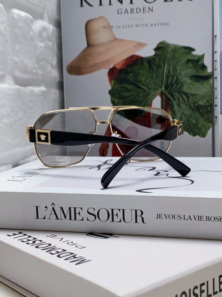 VERSACE ヴェルサーチ サングラス フラットシェイプ ゴールドメタル メトロポリス メンズ レディース 31140 多色展開 - 画像 4
