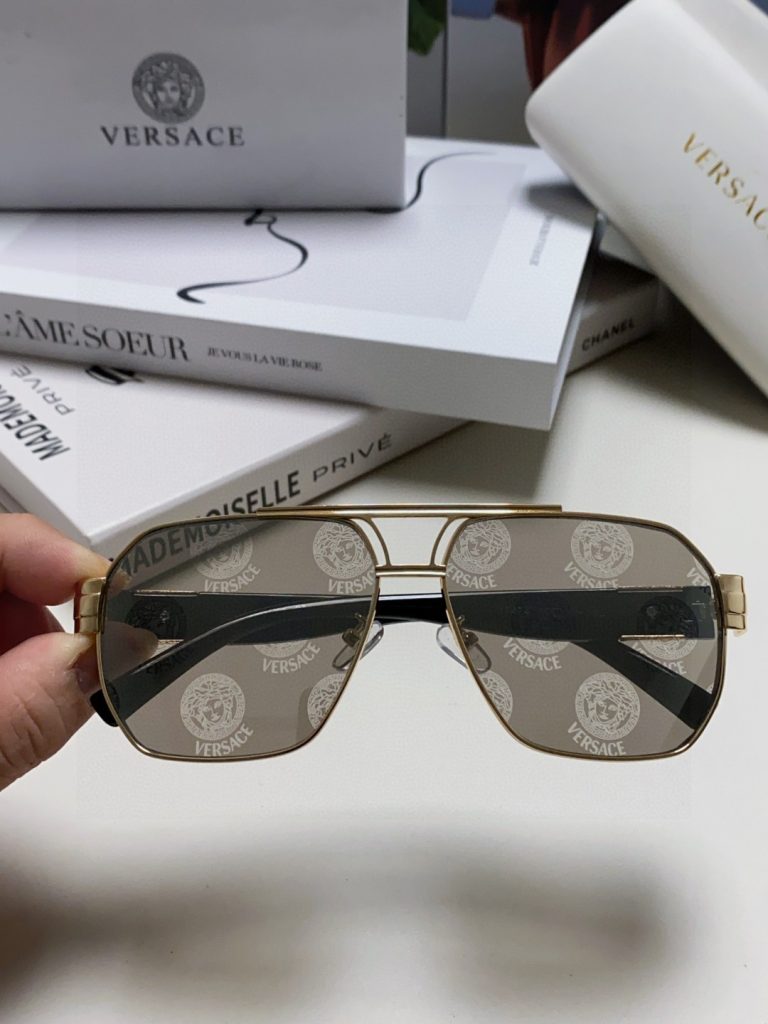 VERSACE ヴェルサーチ サングラス フラットシェイプ ゴールドメタル メトロポリス メンズ レディース 31140 多色展開 - 画像 5