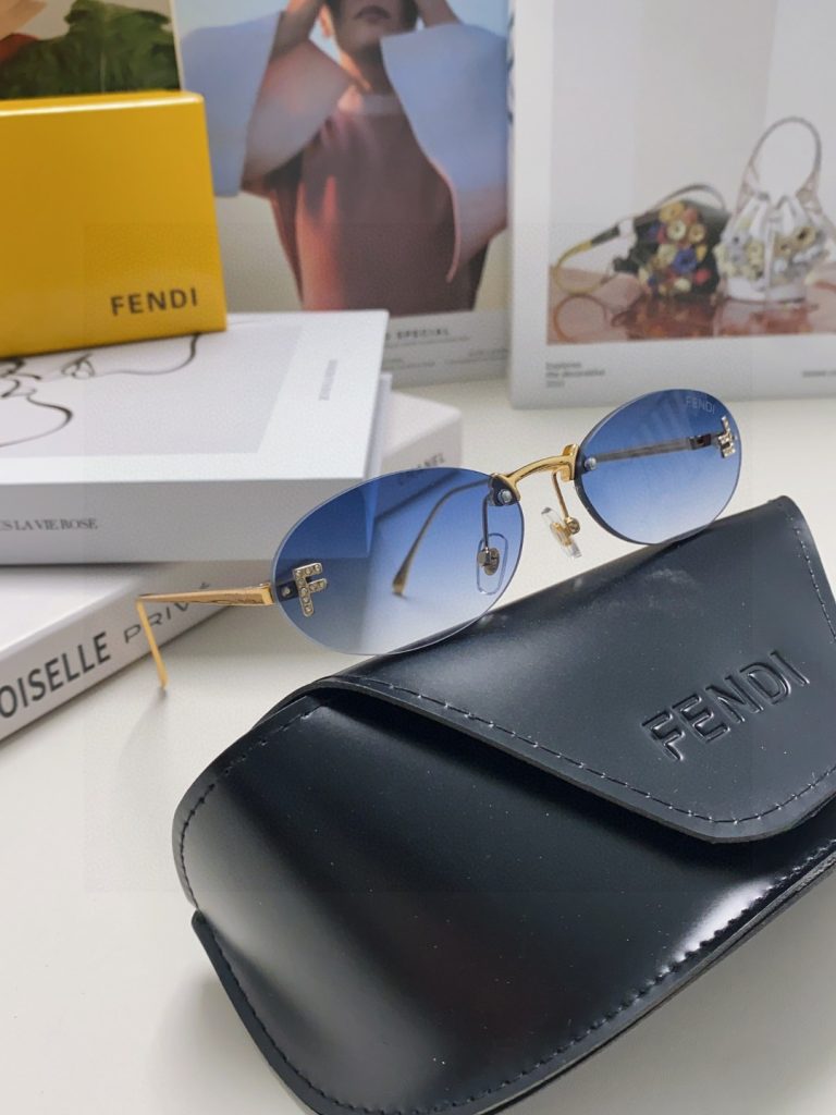 FENDI フェンディ サングラス メタル無框 円型 メンズ レディース 2024新作 ブルー ブラック ブラウン 多色展開 - 画像 2