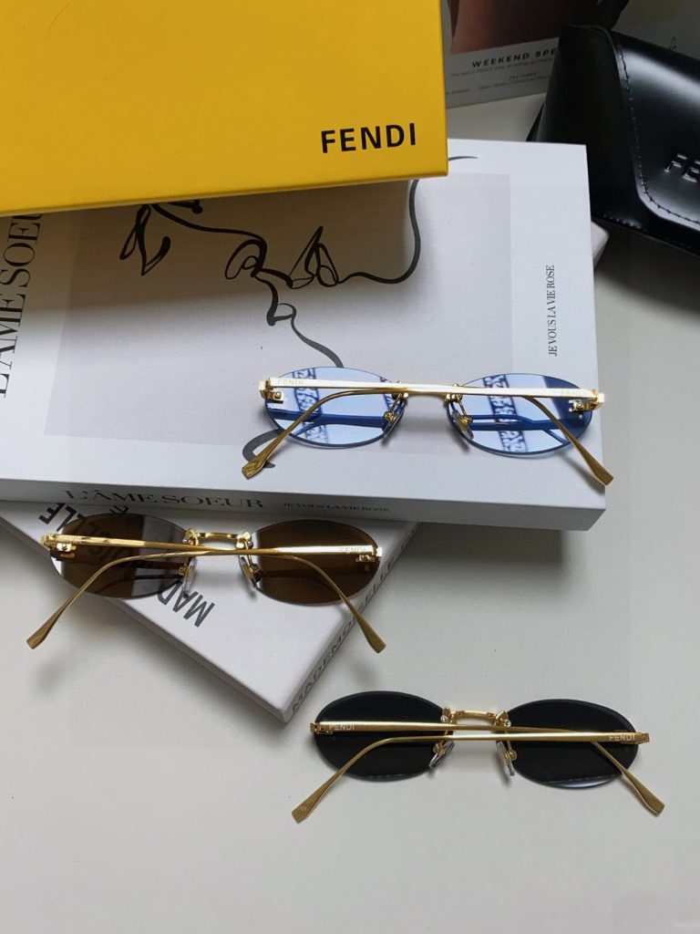 FENDI フェンディ サングラス メタル無框 円型 メンズ レディース 2024新作 ブルー ブラック ブラウン 多色展開 - 画像 3