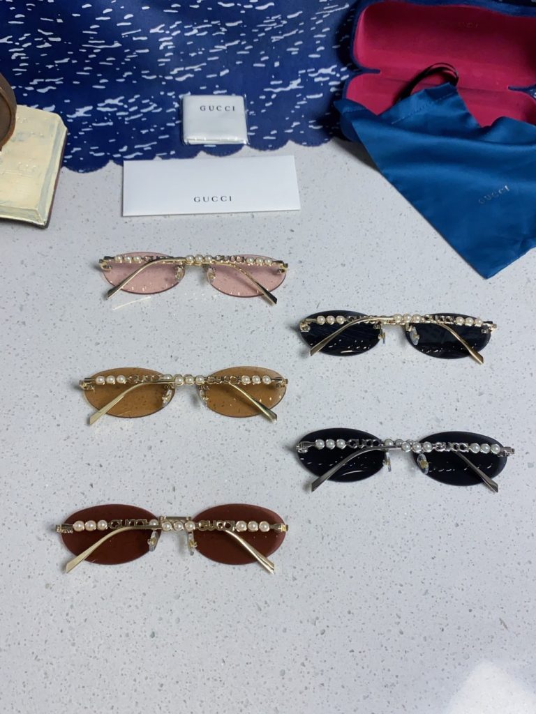 GUCCI グッチ サングラス フレームレス パール レディース フロント ブラック ブラウン レッド グリーン ブルー 他多色展開 - 画像 3