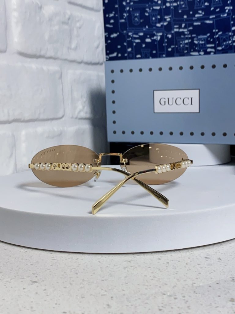 GUCCI グッチ サングラス フレームレス パール レディース フロント ブラック ブラウン レッド グリーン ブルー 他多色展開 - 画像 6