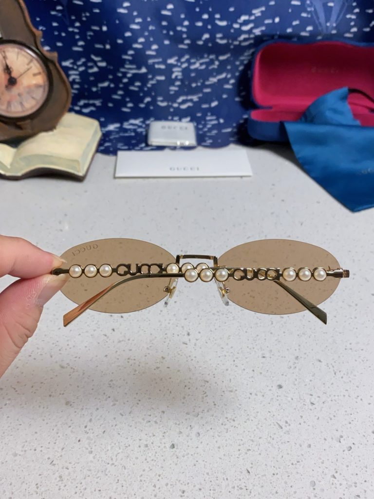 GUCCI グッチ サングラス フレームレス パール レディース フロント ブラック ブラウン レッド グリーン ブルー 他多色展開 - 画像 8