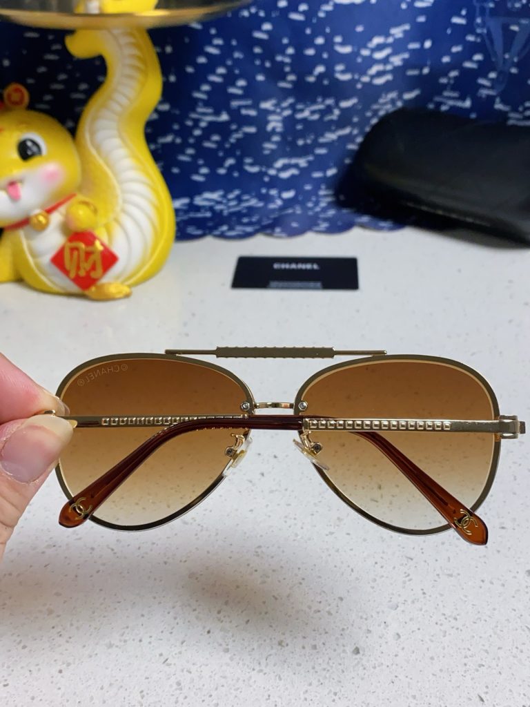 CHANEL シャネル サングラス メンズ レディース ブラウン グラデーション 金色フレーム ブラックケース 5色展開 - 画像 7