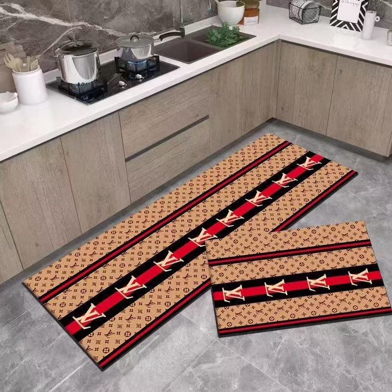 ルイヴィトン LOUIS VUITTON カーペット絨毯 人気トイレマット プレミアムキッチンマット キッチンマット 2点セット 4種類 - 画像 4