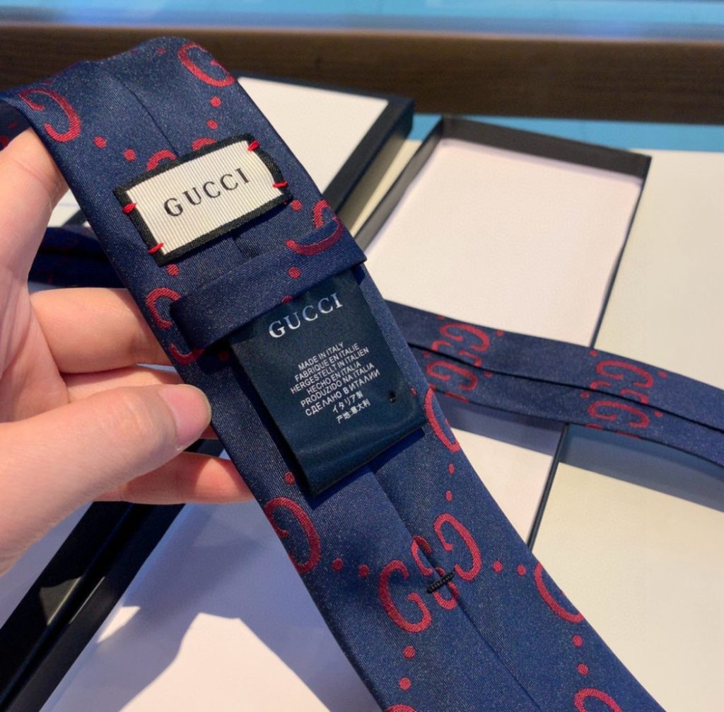 GG柄 ネクタイ グッチ風 プレゼント 結婚式 ホスト 衣装 高級シルク調 光沢 ネイビー - 画像 6