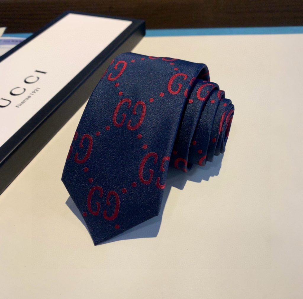 GG柄 ネクタイ グッチ風 プレゼント 結婚式 ホスト 衣装 高級シルク調 光沢 ネイビー - 画像 8