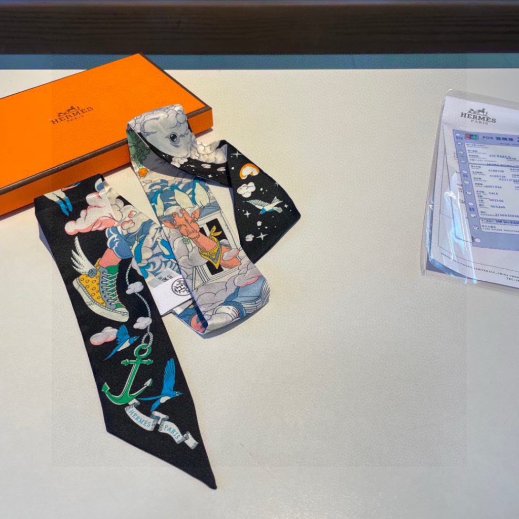 エルメス　Hermes　大人気♡♡エルメスツイリー　スカーフ　レディーススカーフ　ツイリー　Twilly　Scarf　オシャレ　4点☆ - 画像 2
