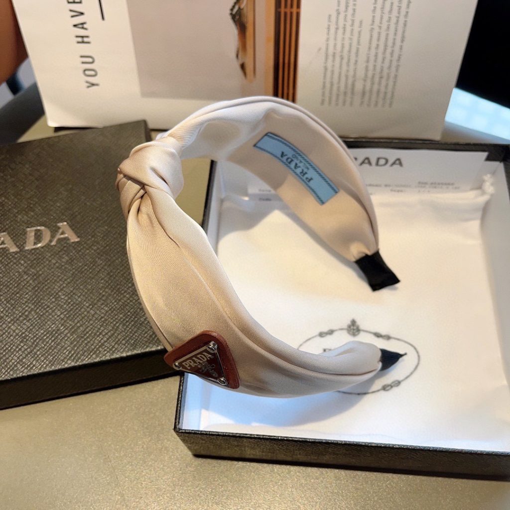 PRADA プラダ ヘッドバンド ファッション ブランド ブラック ベージュ 全2色 - 画像 5