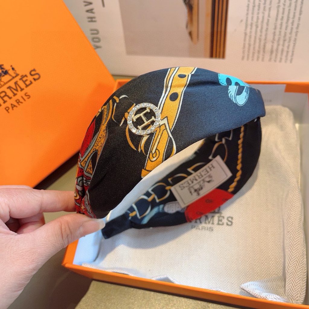 HERMES ラルム ヘアバンド ファッション ブランド ホワイト 黒 ブルー 2色展開 - 画像 6
