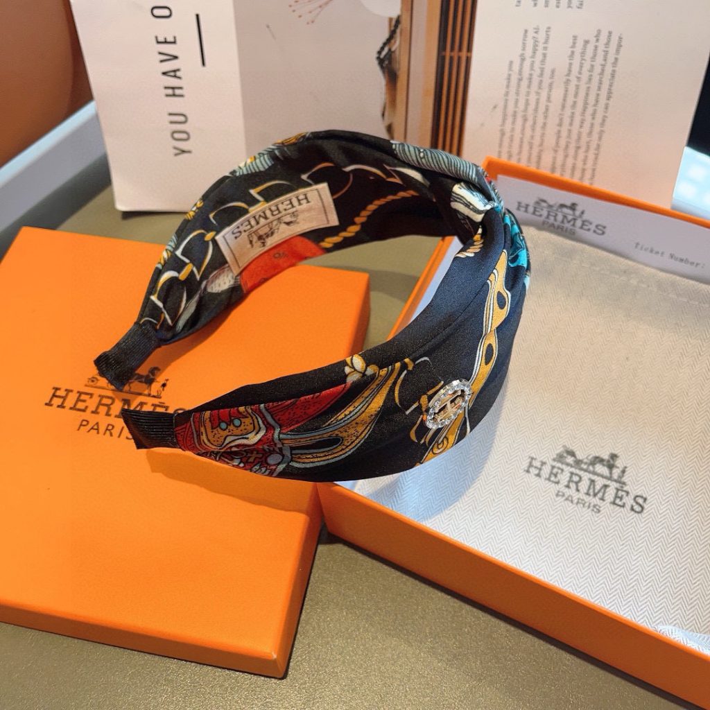 HERMES ラルム ヘアバンド ファッション ブランド ホワイト 黒 ブルー 2色展開 - 画像 7