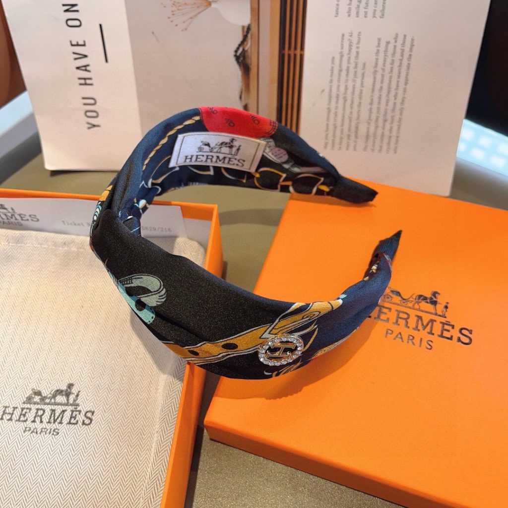 HERMES ラルム ヘアバンド ファッション ブランド ホワイト 黒 ブルー 2色展開 - 画像 8