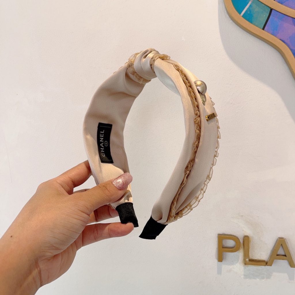 CHANEL シャネル ヘッドバンド プリントレース ペア ホワイト ブラック ベージュ 全3色 - 画像 2
