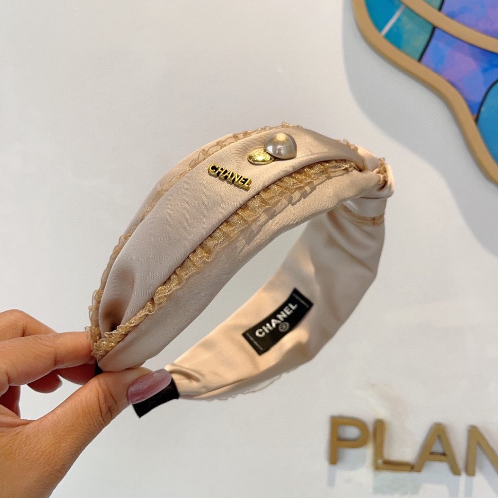 CHANEL シャネル ヘッドバンド プリントレース ペア ホワイト ブラック ベージュ 全3色 - 画像 3