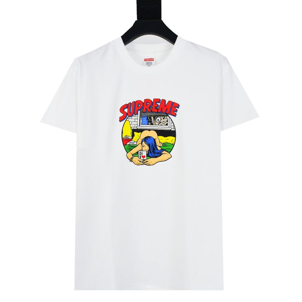 SUPREME スープレム メンズ 半袖Tシャツ 本革 100%コットン 全2色 - 画像 6