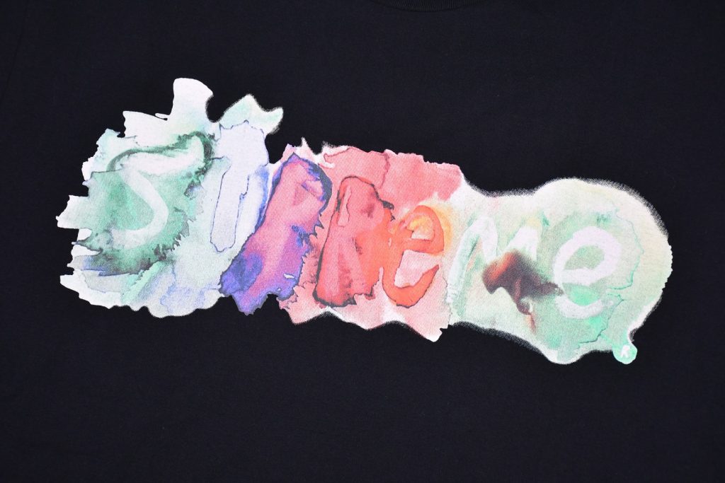 SUPREME スーパー ワンポイントTシャツ 水墨彩色字母印花 半袖Tシャツ 181 全2色 - 画像 5