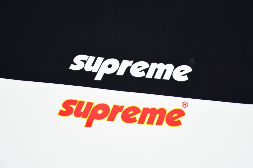 SUPREME スーパーイ ピンラインTシャツ 本革 ブラック 白 全2色 - 画像 4